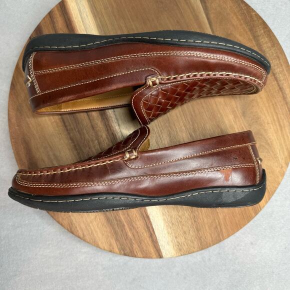 Johnston & Murphy Woven Venetian Leather‎ Loafer Brown Mens Size 8 #25-8344 - Picture 3 of 9